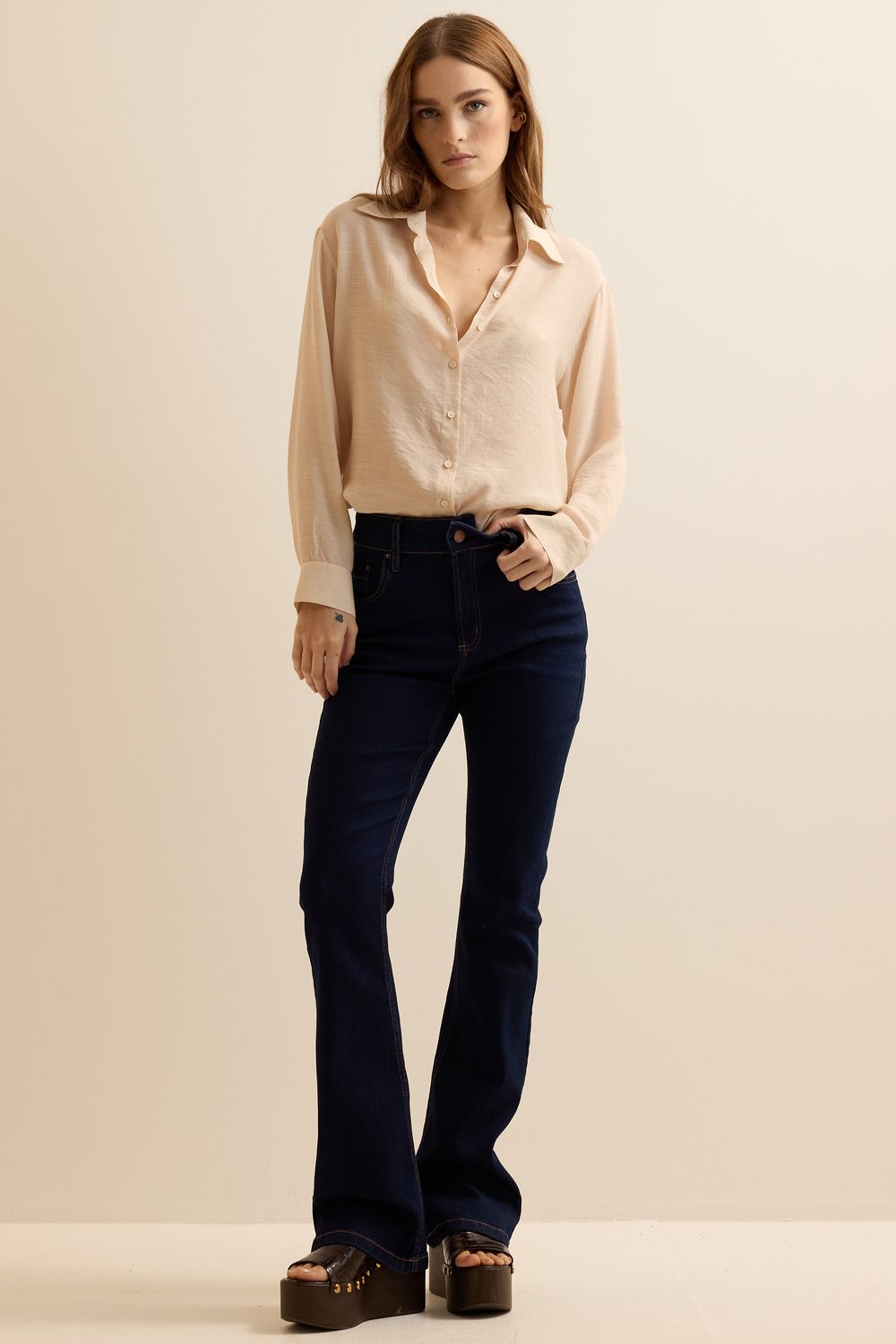 Calça Jean Boot Cut Classic - JEANS ESCURO M - JEANS ESCURO Calça Jean Boot Cut Classic - JEANS ESCURO M - JEANS ESCURO