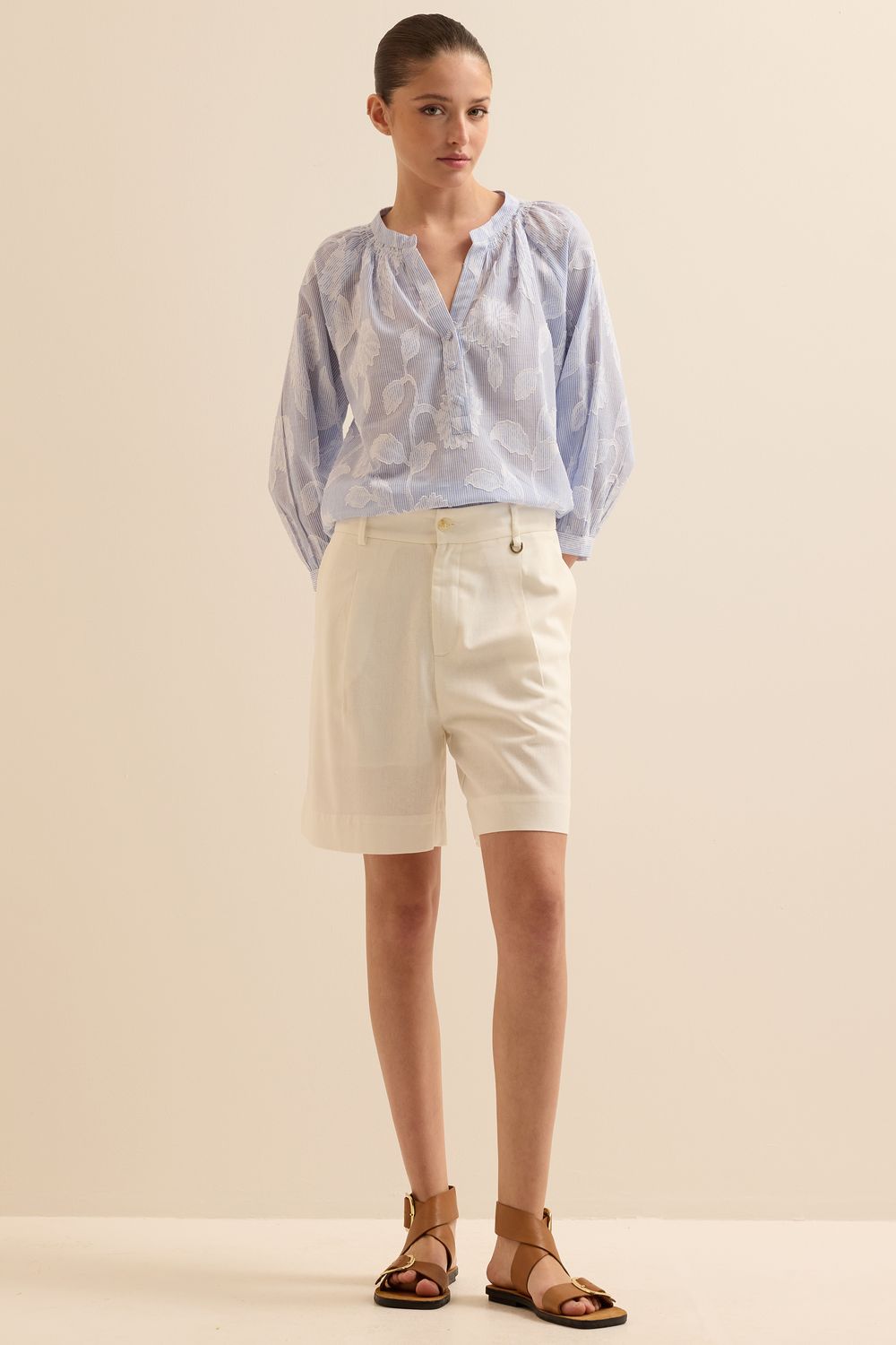 Bermuda Com Linho Classic - OFF WHITE M - OFF WHITE