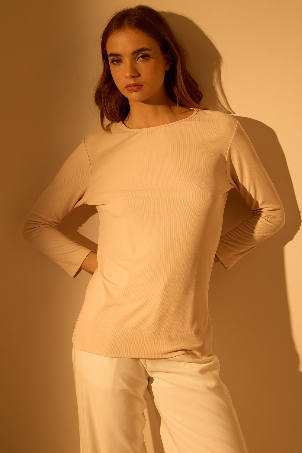 Blusa Malha Modal Canelada - CRU P - CRU
