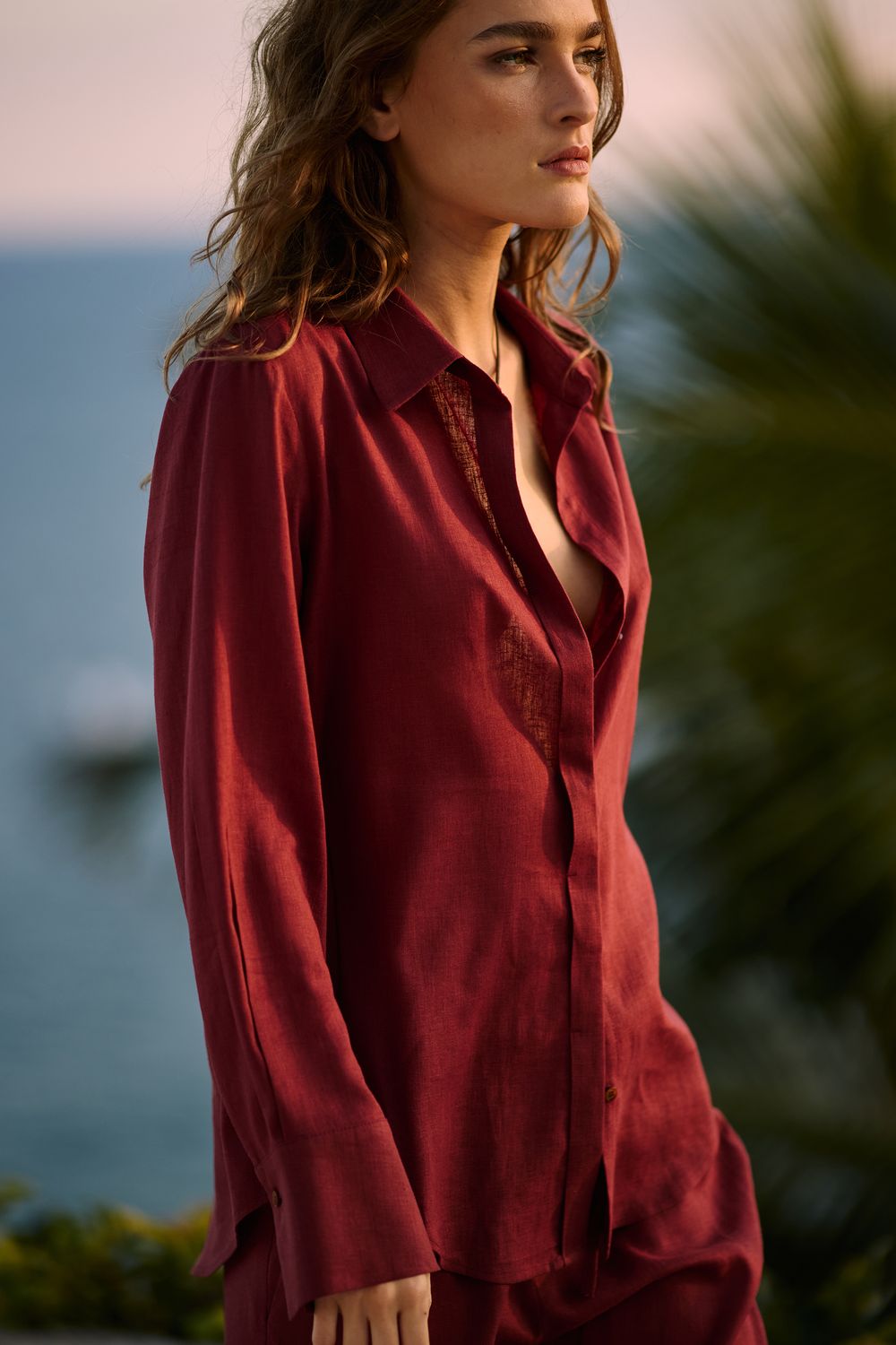 Camisa Com Linho Abotoamento Embutido - CAIENE P - CAIENE Camisa Com Linho Abotoamento Embutido - CAIENE P - CAIENE