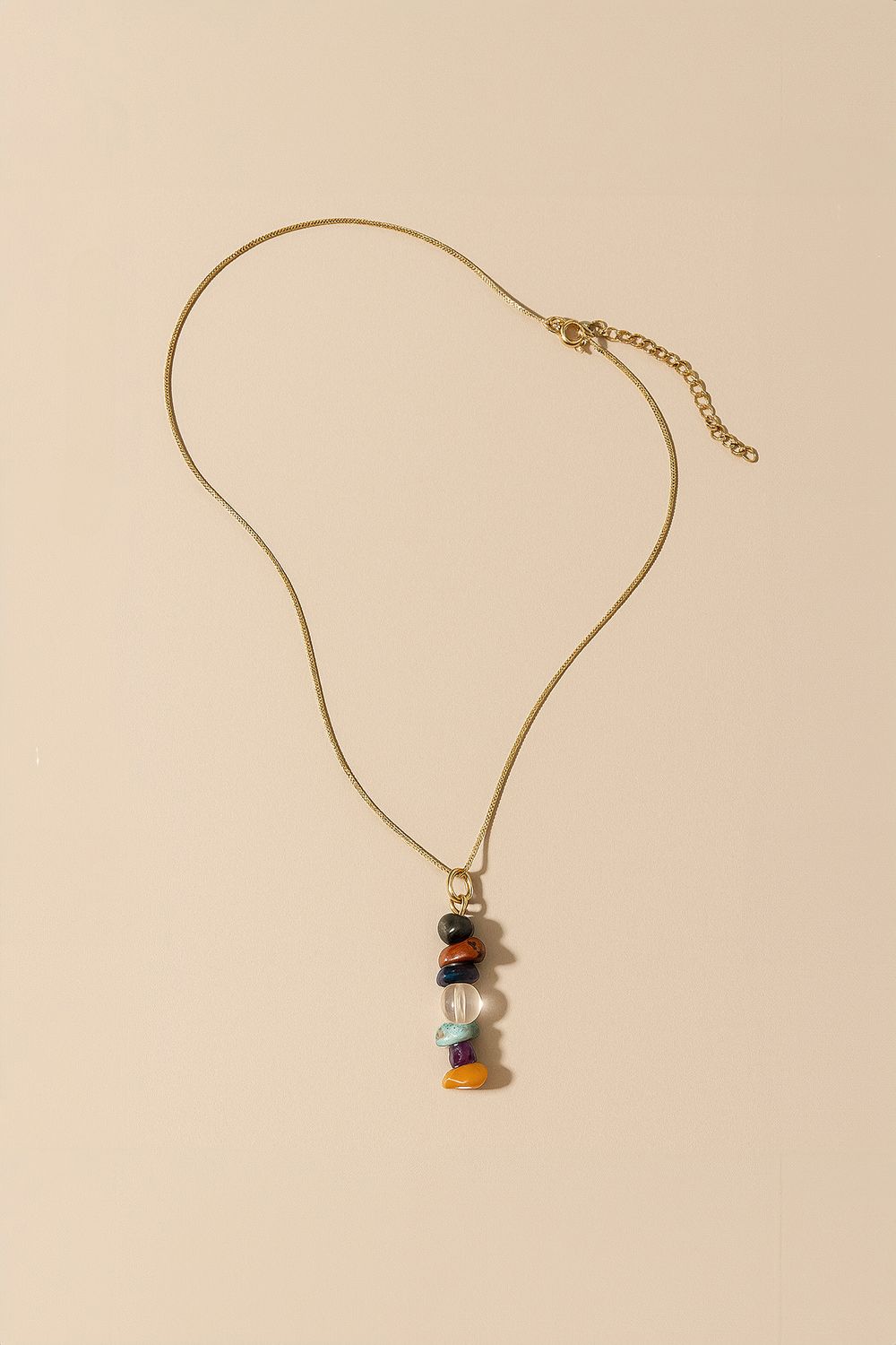 Colar Folheado Pingente Pedras Colour - DOURADO U - DOURADO