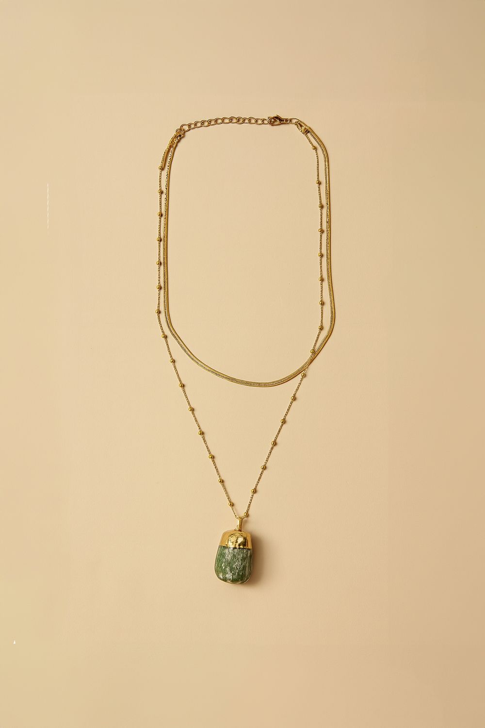 Colar 2 Voltas Folheado Pedra Natural - VERDE U - VERDE Colar 2 Voltas Folheado Pedra Natural - VERDE U - VERDE