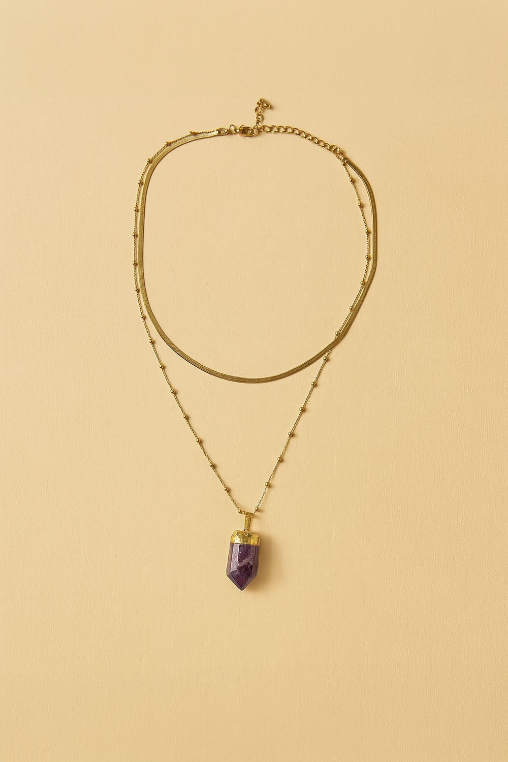 Colar 2 Voltas Folheado Pedra Natural - ROXO U - ROXO