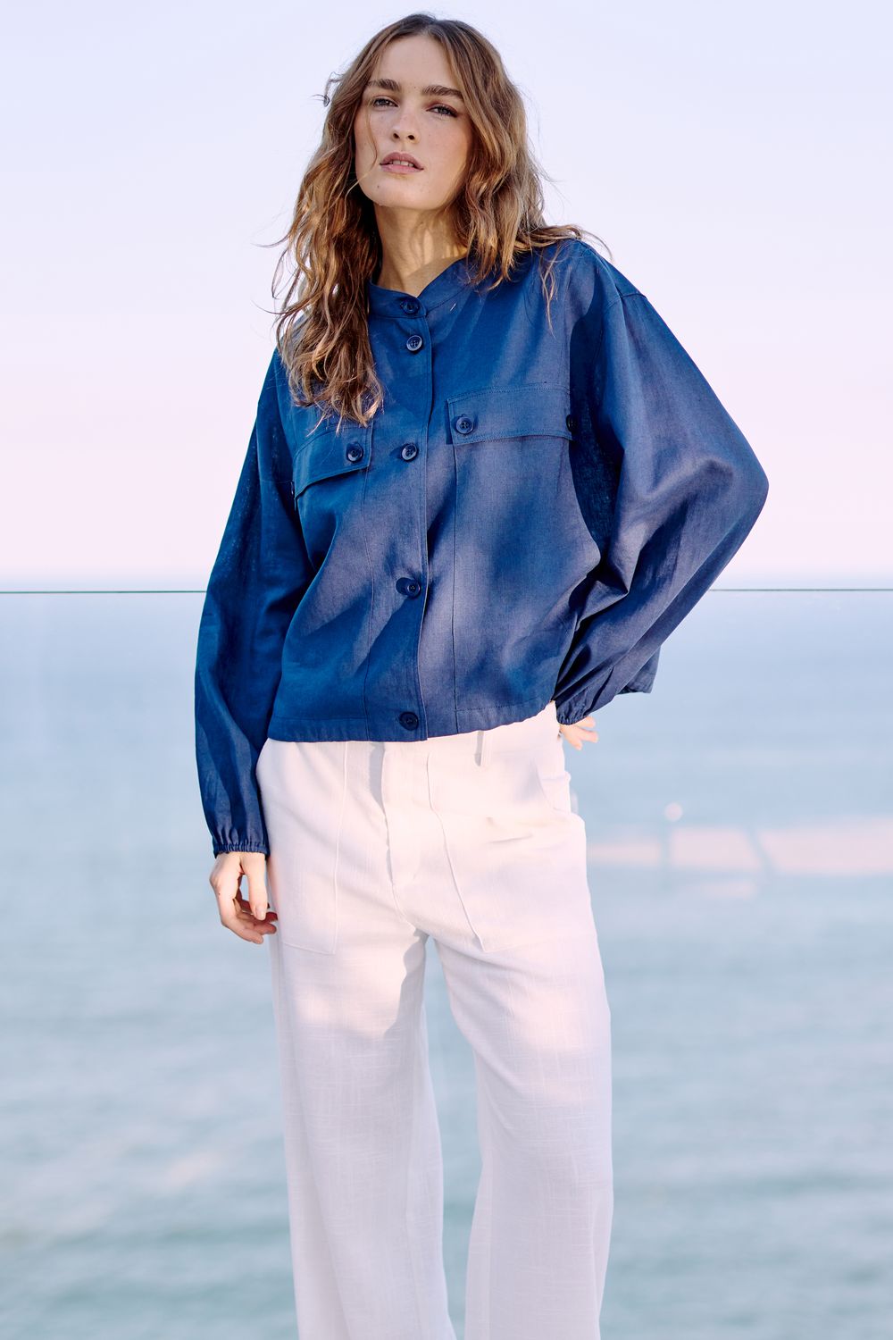 Jaqueta Com Linho Bolsos - AZUL MARINHO P - AZUL MARINHO Jaqueta Com Linho Bolsos - AZUL MARINHO P - AZUL MARINHO