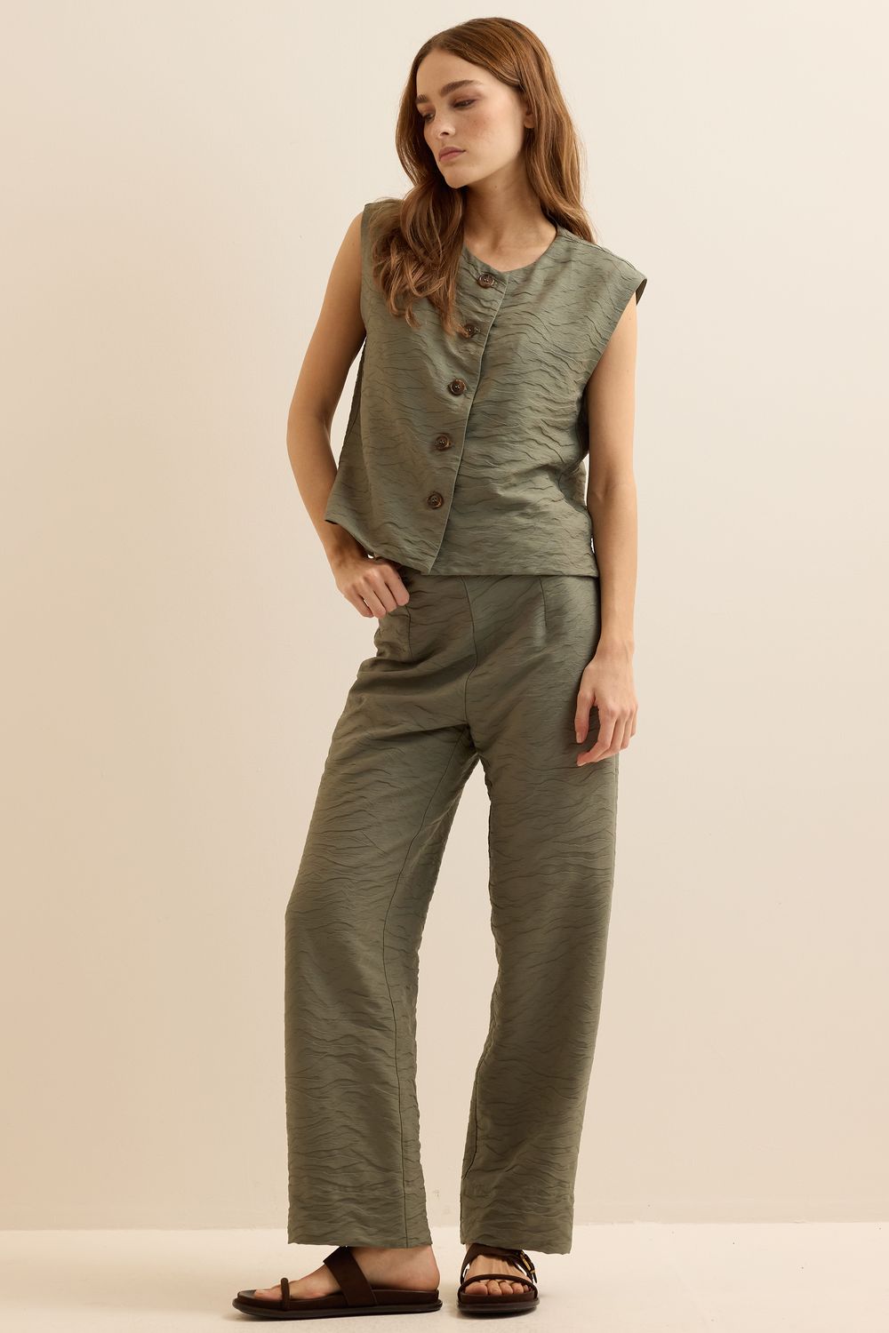 Calça Jackard Zebrada II - VERDE PP - VERDE Calça Jackard Zebrada II - VERDE PP - VERDE