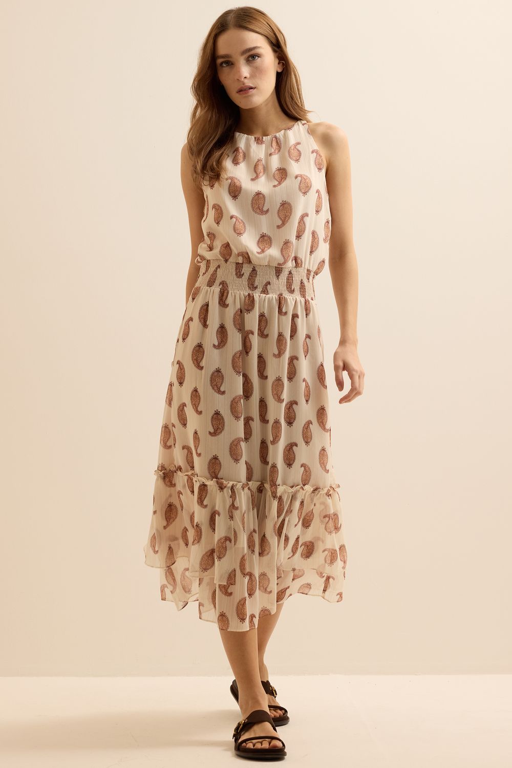 Vestido Estampa Cashemire Boho Gold - CREME PP - CREME Vestido Estampa Cashemire Boho Gold - CREME PP - CREME