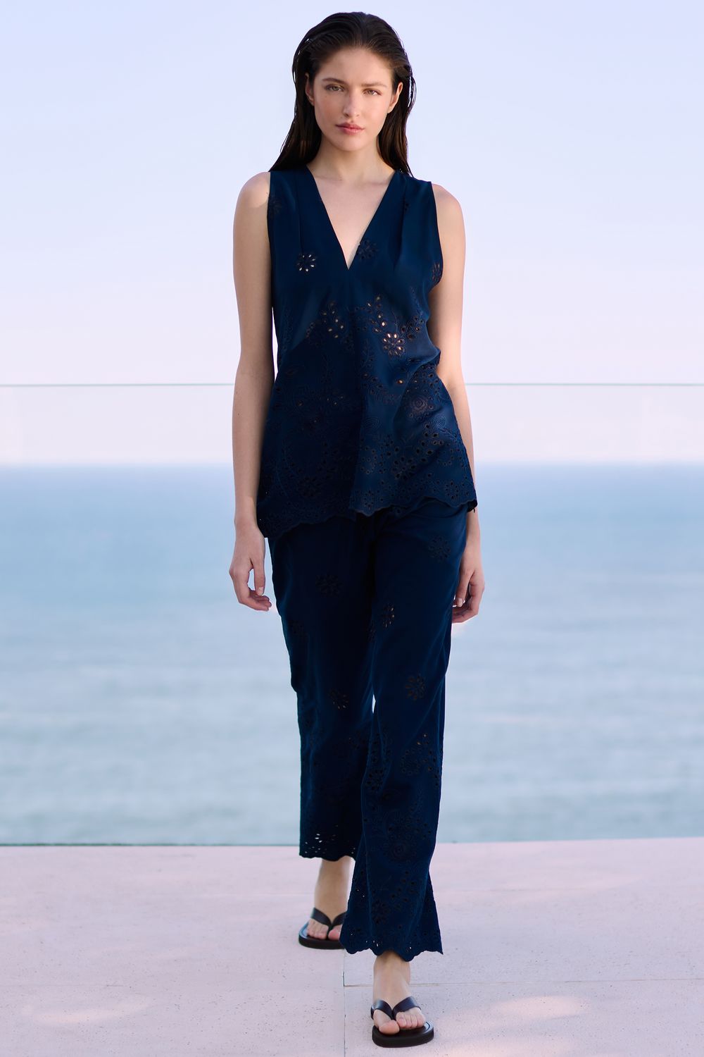 Calça Laise Com Barra - AZUL MARINHO P - AZUL MARINHO