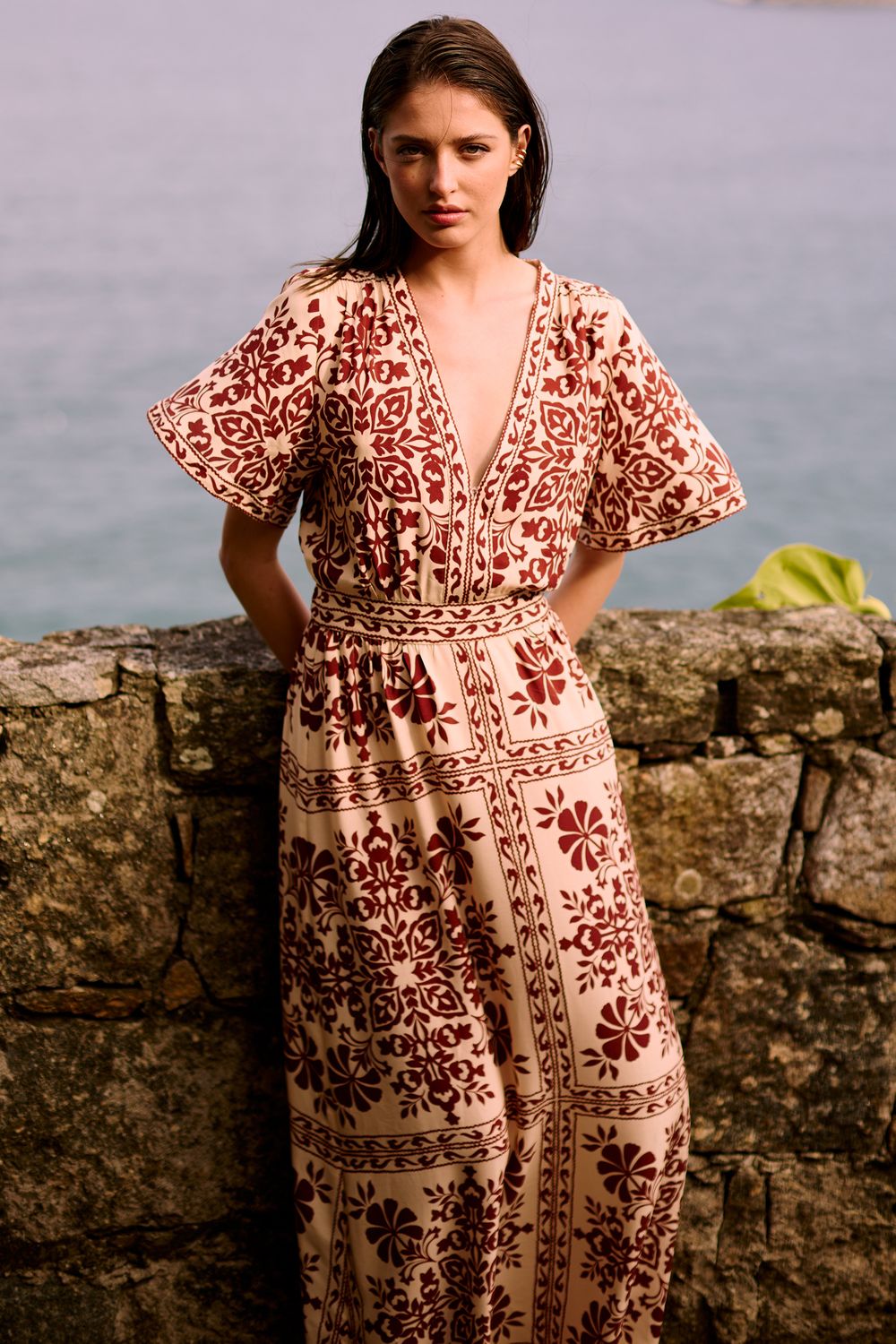 Vestido Estampa Lenço Barrado - CAIENE PP - CAIENE