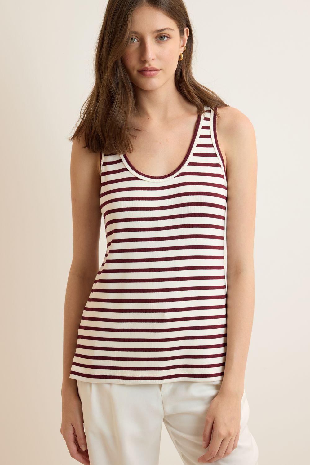 Regata Malha Tricot Listra Echante - CAIENE P - CAIENE