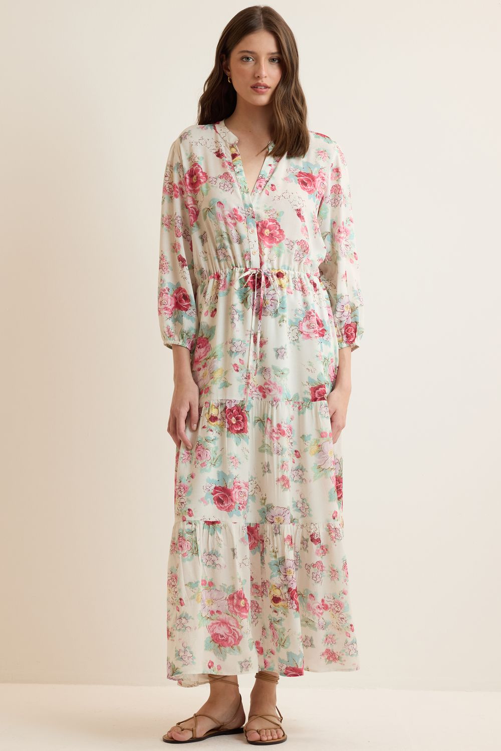 Vestido Estampa Provença - OFF WHITE M - OFF WHITE