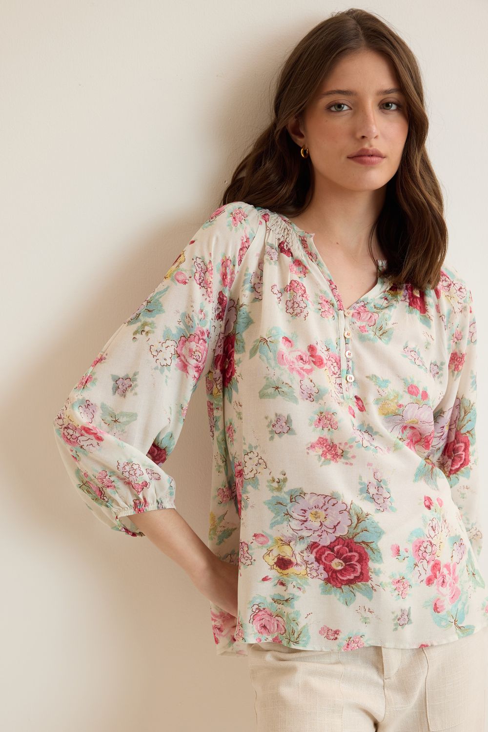 Camisa Estampa Provença - OFF WHITE P - OFF WHITE