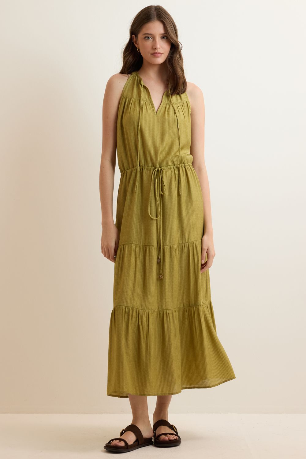 Vestido Soutine Listra Fio Tinto - VERDE PP - VERDE Vestido Soutine Listra Fio Tinto - VERDE PP - VERDE