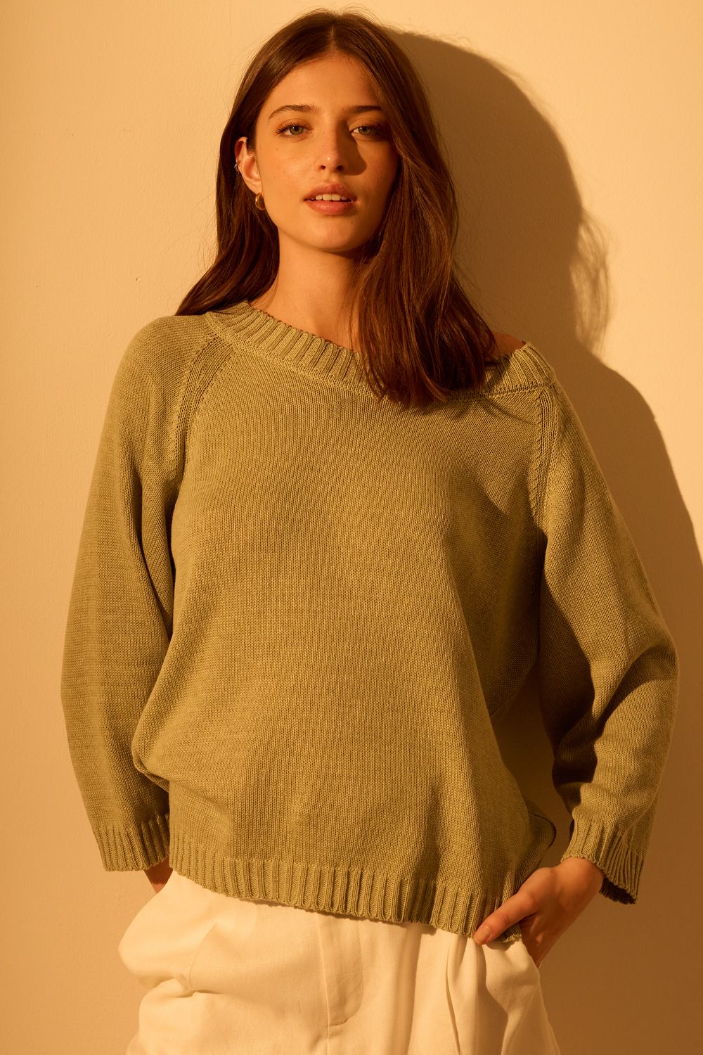 Blusa Tricot Decote Redondo - VERDE P - VERDE