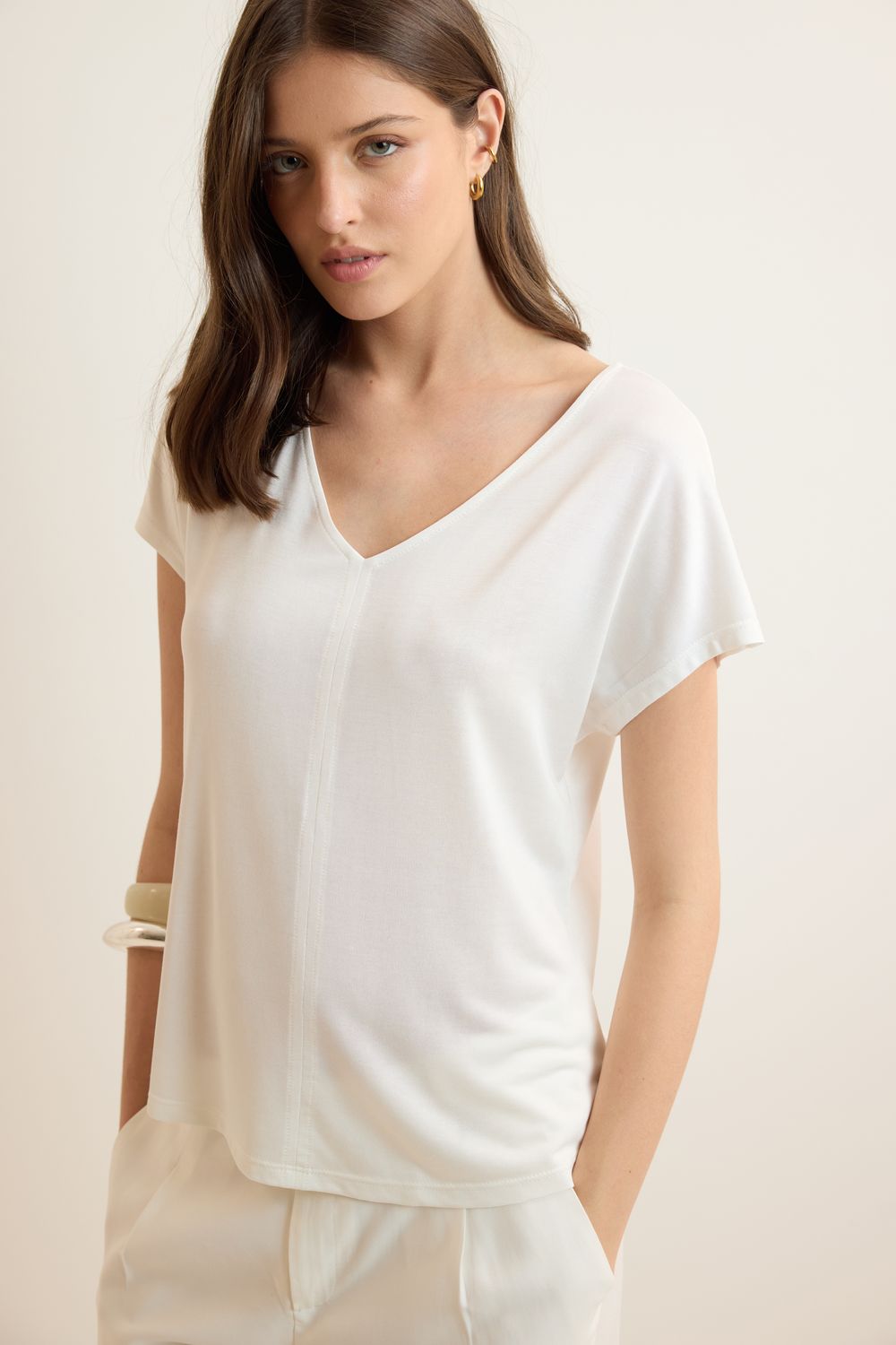 Blusa Malha Manga Sophistique Manga Japonesa - OFF WHITE P - OFF WHITE Blusa Malha Manga Sophistique Manga Japonesa - OFF WHITE P - OFF WHITE