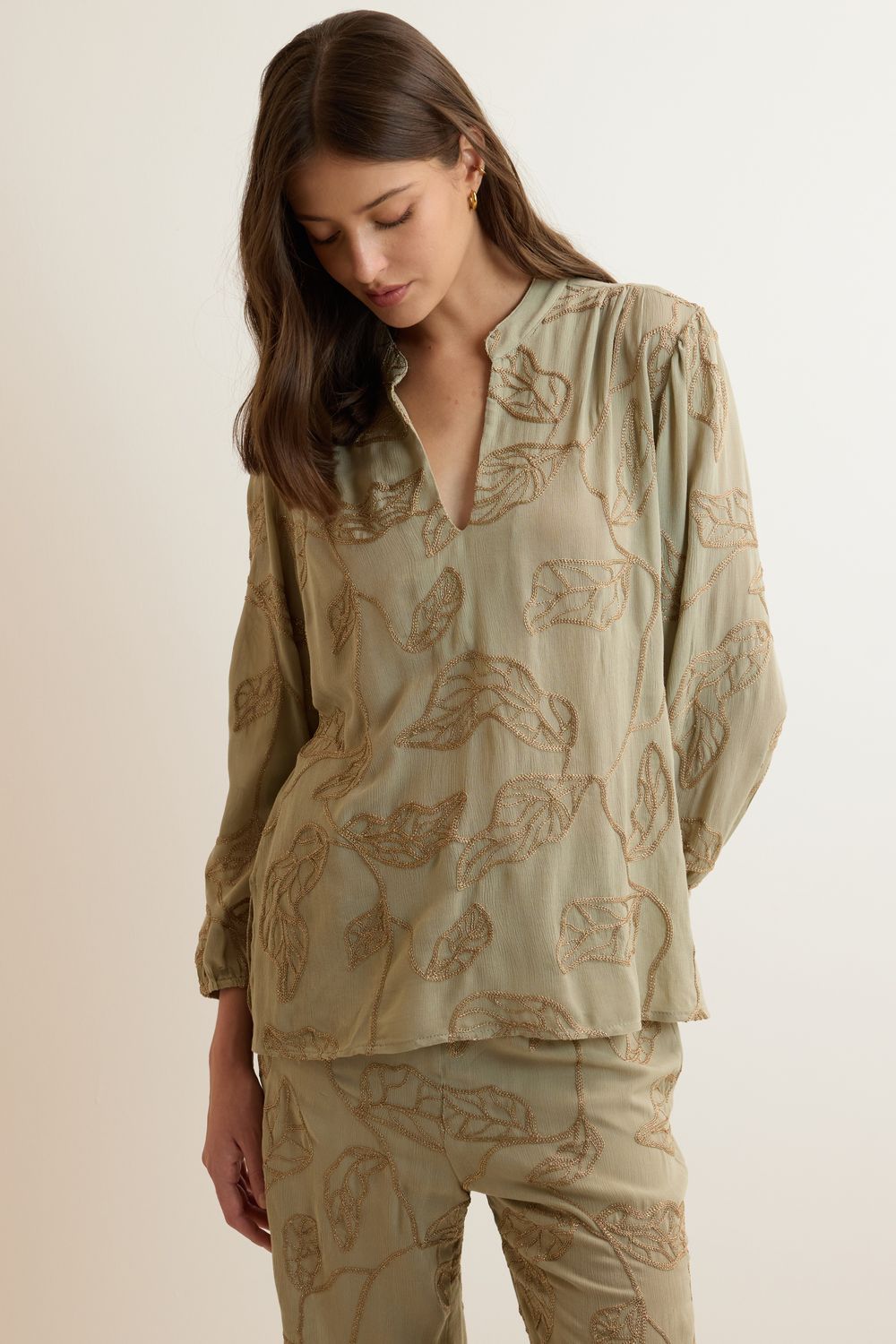 Blusa Bordado Gold Yuri - VERDE PP - VERDE Blusa Bordado Gold Yuri - VERDE PP - VERDE