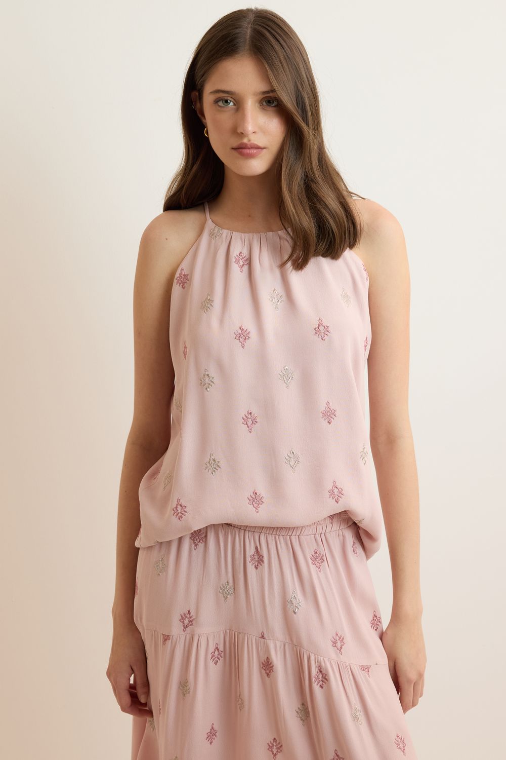 Top Crepe Bordado - ROSA PP - ROSA