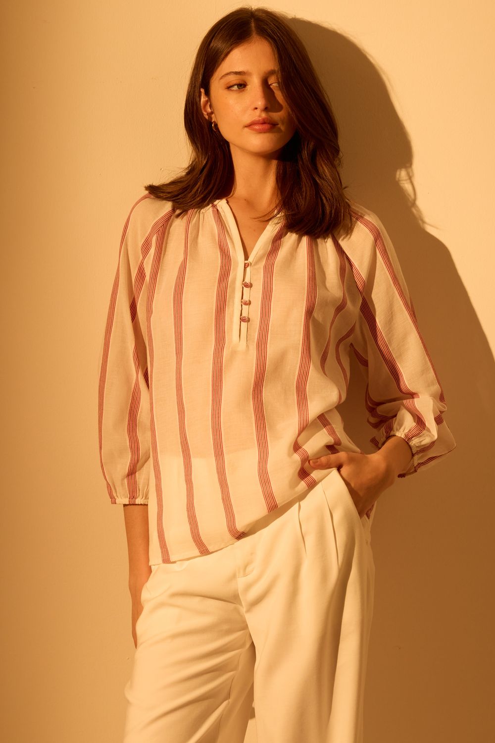 Bata Listrada Tear De Algodão - ROSA M - ROSA