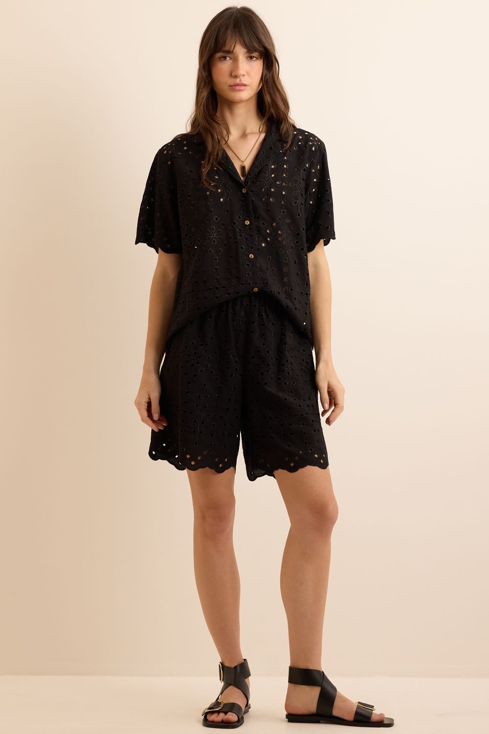 Short Laise Festone - PRETO M - PRETO