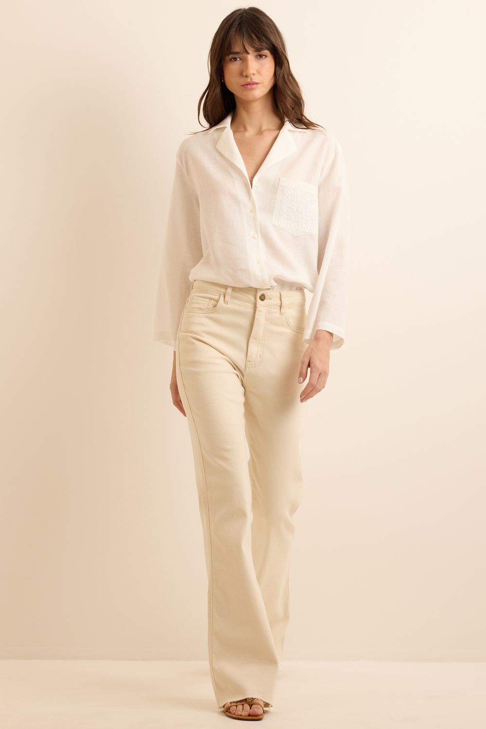 Calça Colour Boot Cut - NATURAL PP - NATURAL