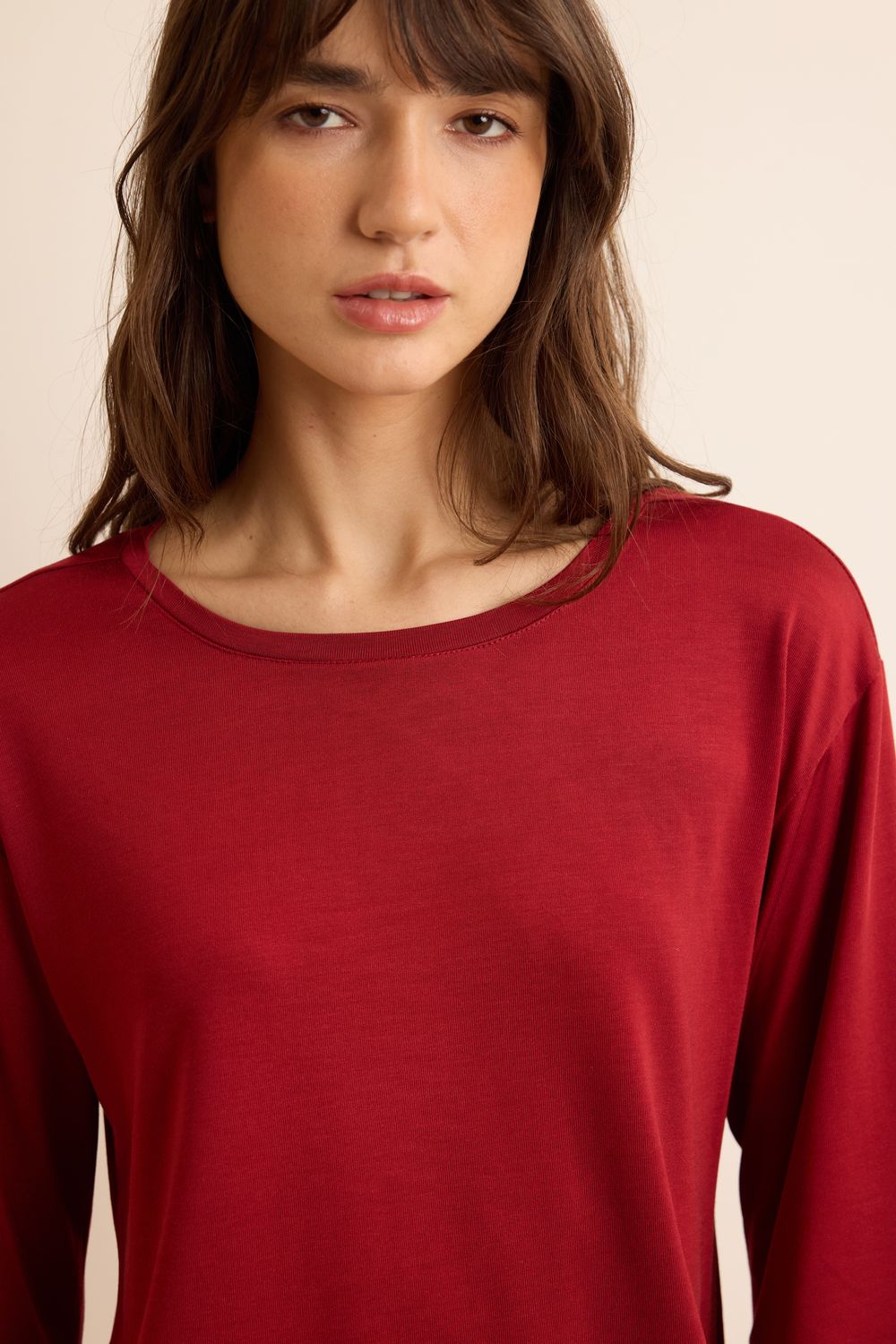 Blusa Malha Sophistique Mnaga Barra - VERMELHO P - VERMELHO Blusa Malha Sophistique Mnaga Barra - VERMELHO P - VERMELHO