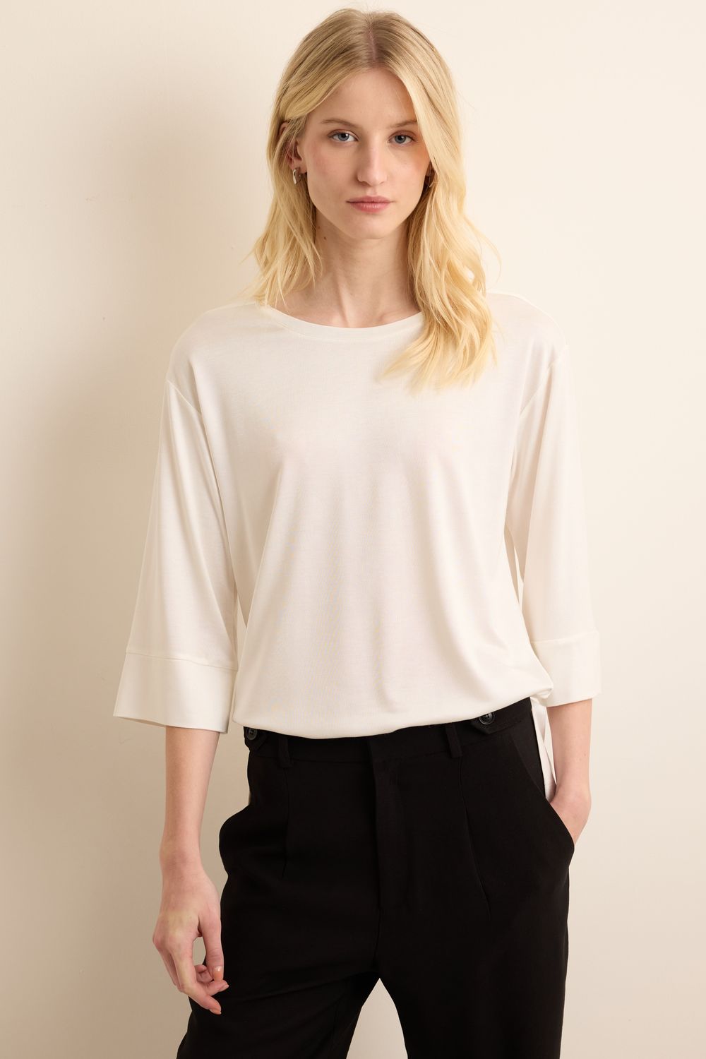 Blusa Malha Sophistique Mnaga Barra - OFF WHITE P - OFF WHITE Blusa Malha Sophistique Mnaga Barra - OFF WHITE P - OFF WHITE