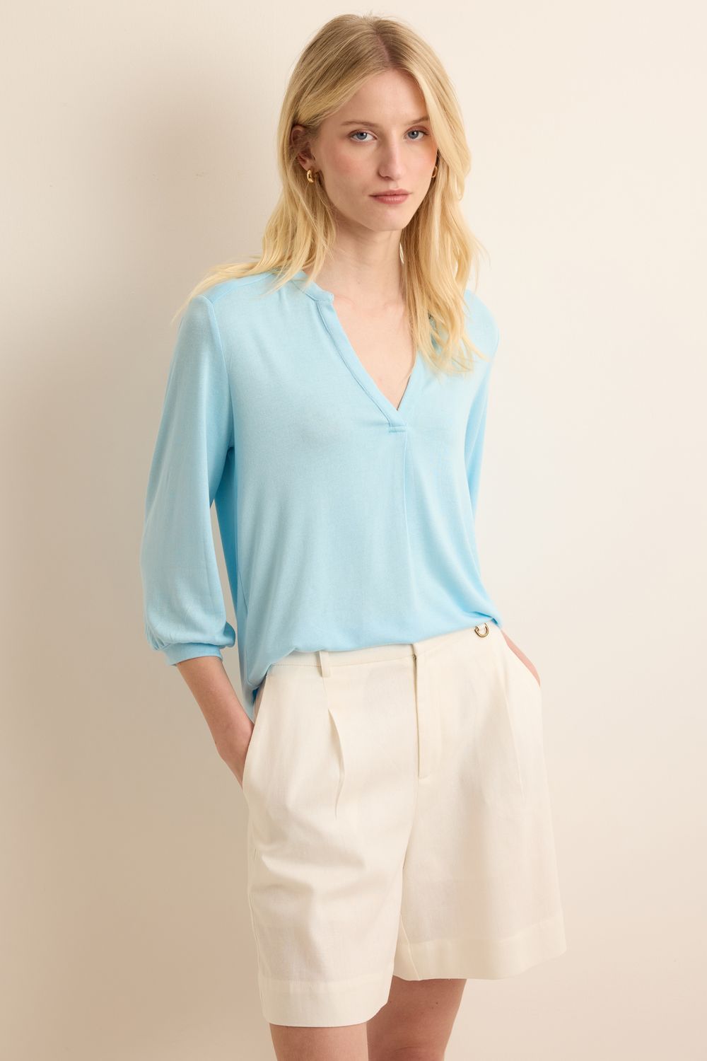 Blusa Malha Tricot Portuguesa Colour - AZUL M - AZUL