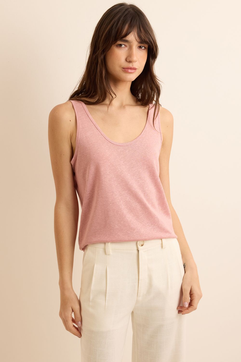 Regata Malha Linho Belga - ROSA M - ROSA