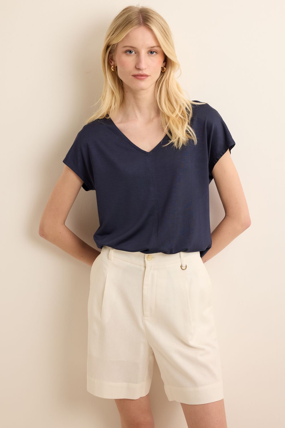 Blusa Malha Manga Sophistique Manga Japonesa - AZUL MARINHO G - AZUL MARINHO