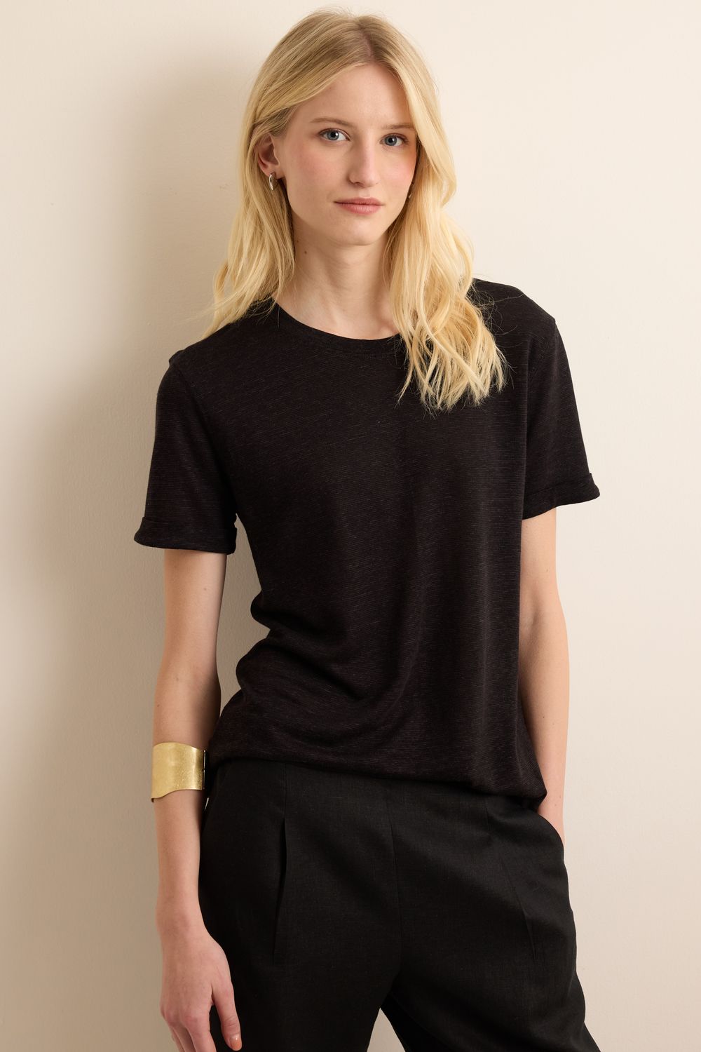 Blusa Malha Linho Marais - PRETO P - PRETO