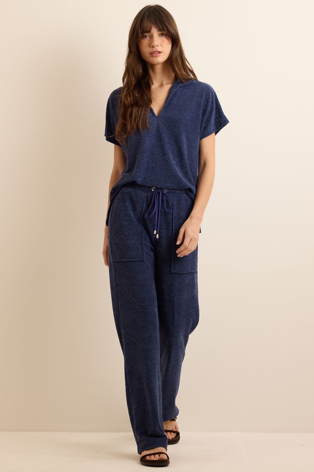 Calça Malha Atoalhada - AZUL MARINHO P - AZUL MARINHO