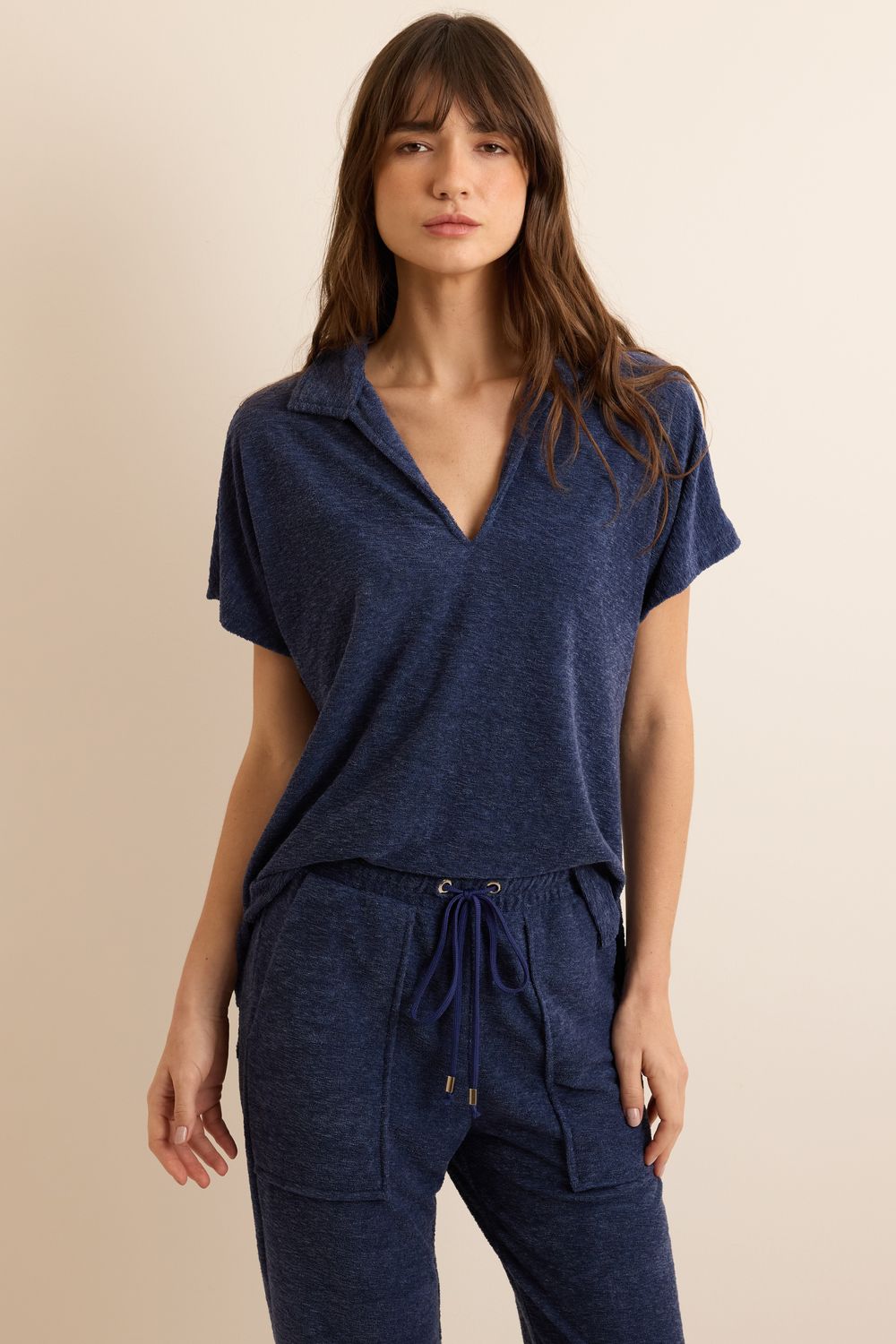 Blusa Malha Polo Atoalhada - AZUL MARINHO G - AZUL MARINHO Blusa Malha Polo Atoalhada - AZUL MARINHO G - AZUL MARINHO