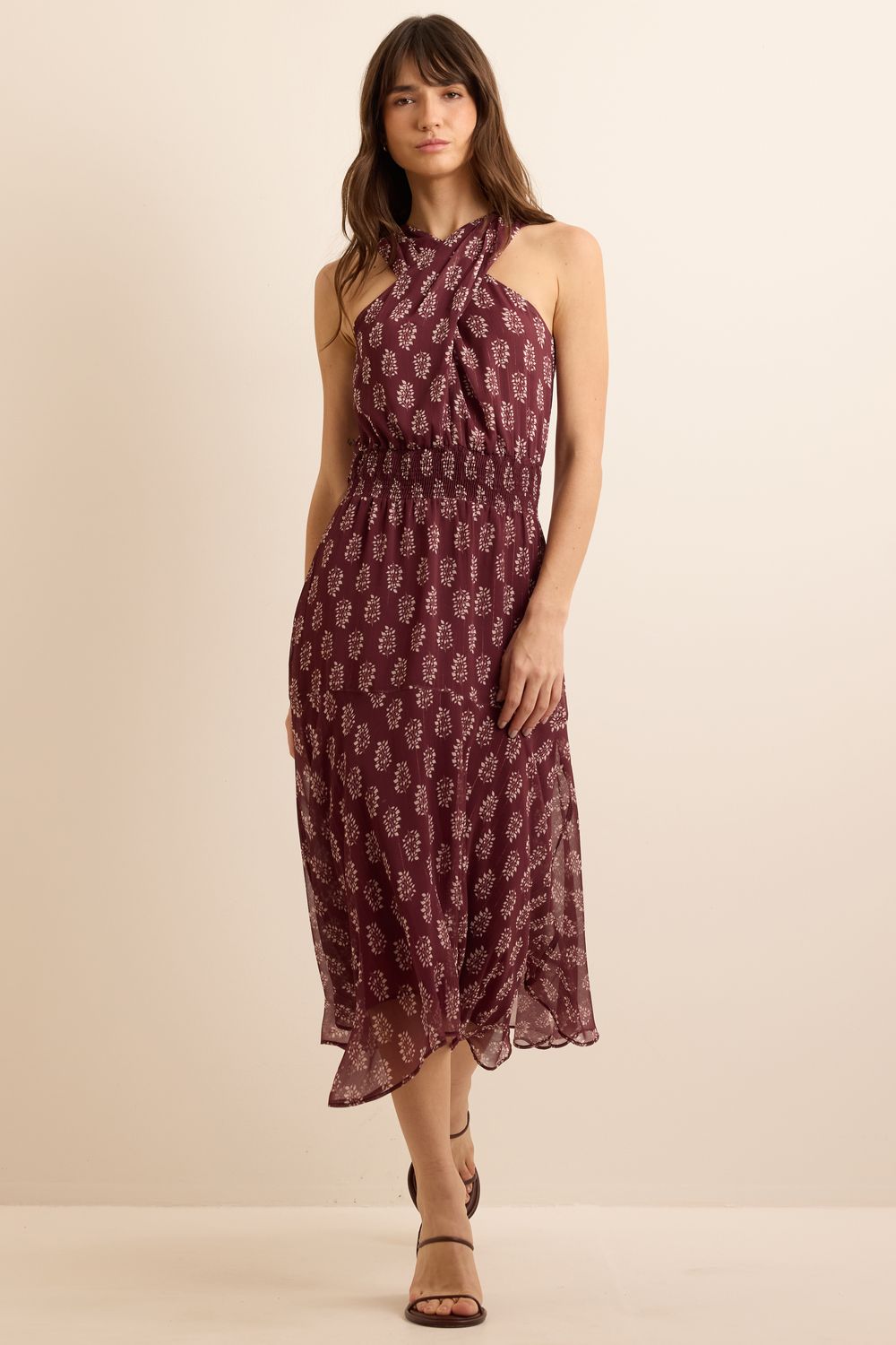 Vestido Estampa Carinbo Boho Gold - VINHO PP - VINHO