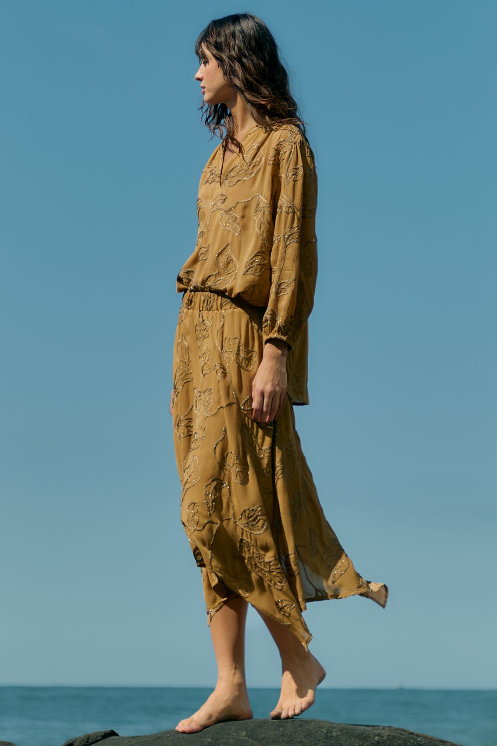 Saia Bordada Gold Yuri Pontas - CAQUI P - CAQUI