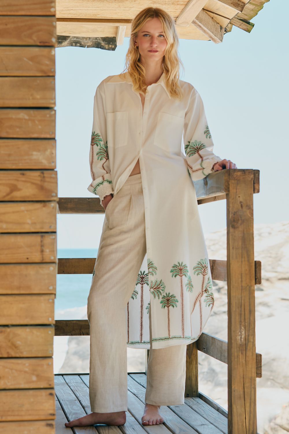 Chemise Coqueiro Bordado - OFF WHITE M - OFF WHITE