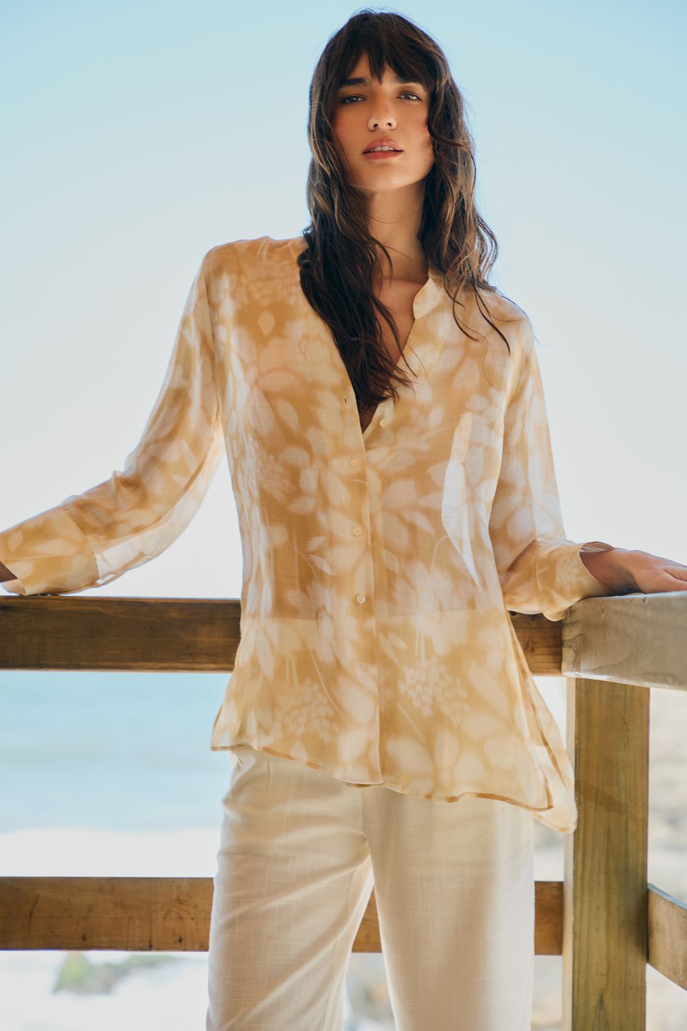 Camisa Estampa Tie Dye Flor - AMARELO PP - AMARELO Camisa Estampa Tie Dye Flor - AMARELO PP - AMARELO