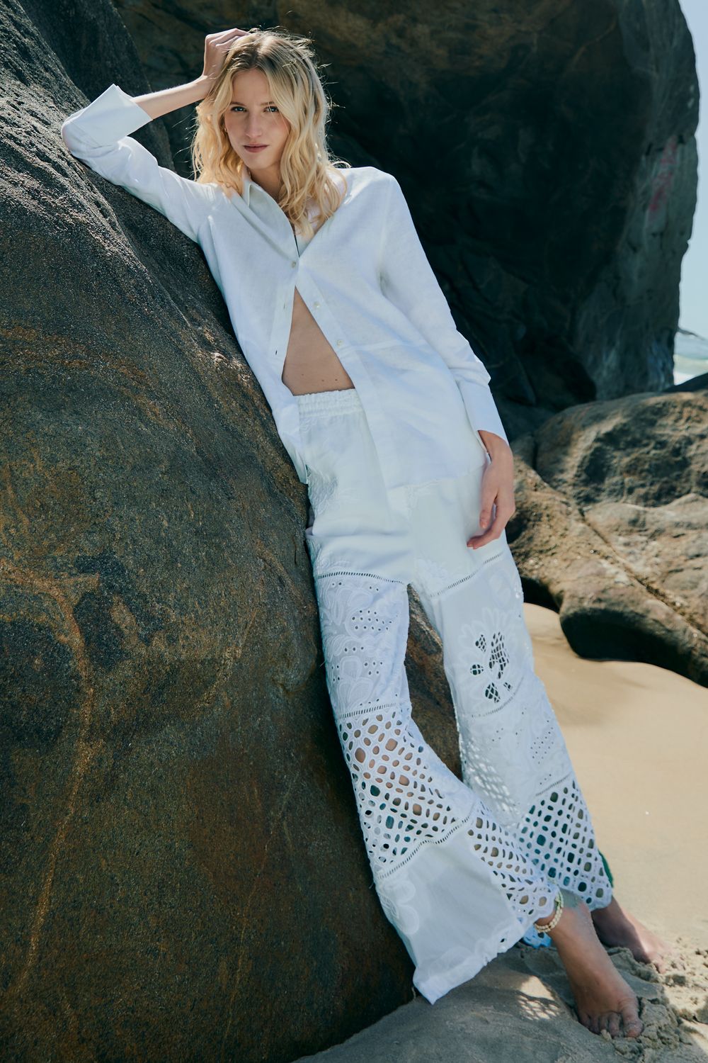 Calça Patchwork Laise - OFF WHITE P - OFF WHITE Calça Patchwork Laise - OFF WHITE P - OFF WHITE