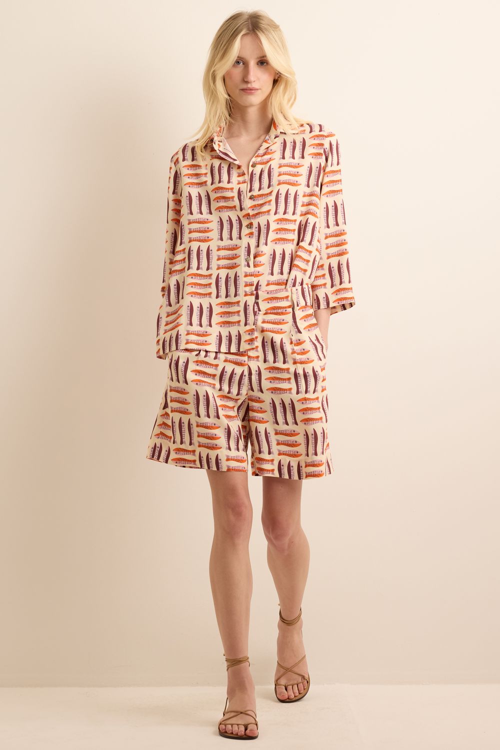 Bermuda Estampa Fishes - CREME PP - CREME