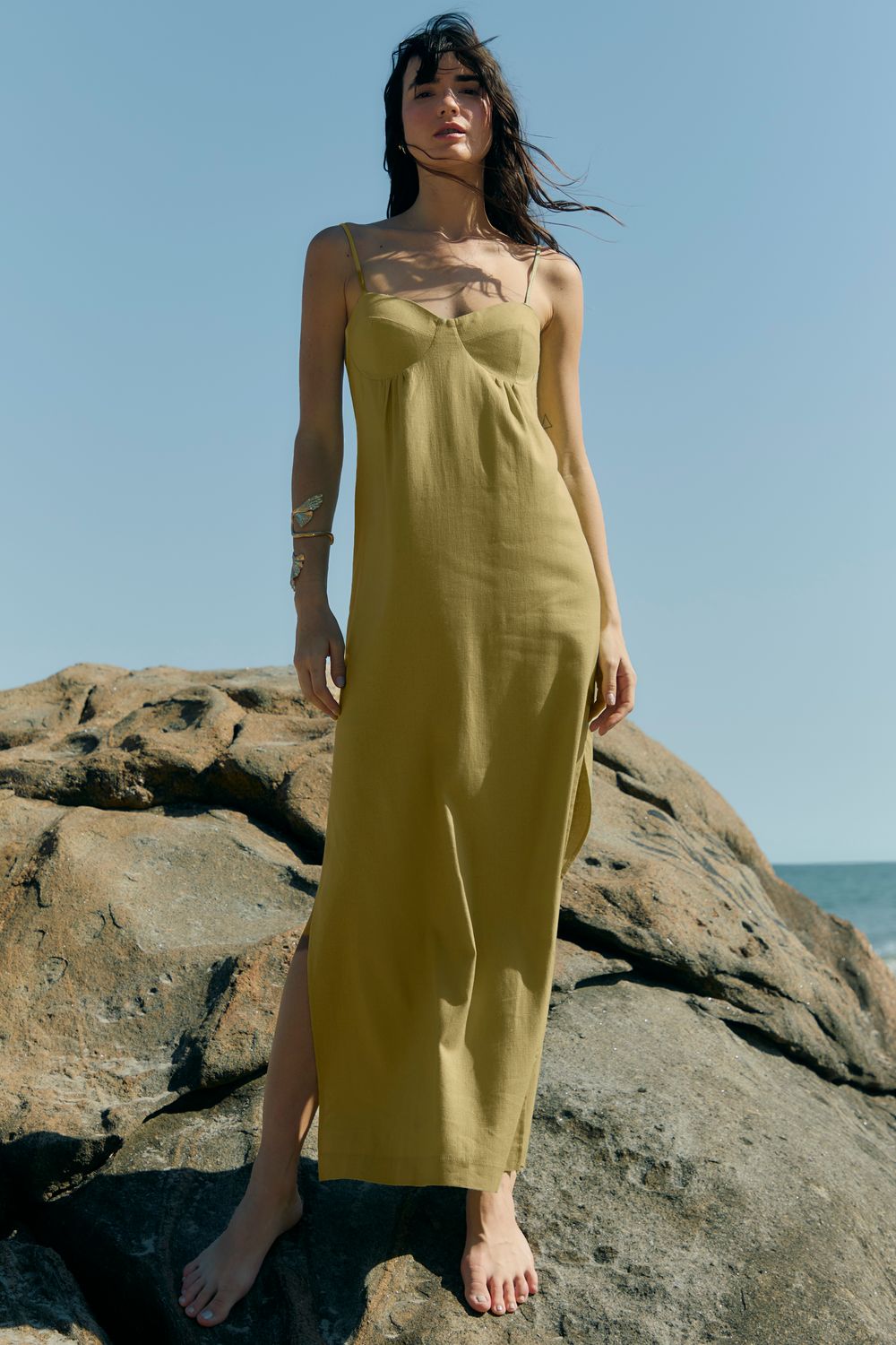 Vestido Com Bojo Longo - VERDE P - VERDE