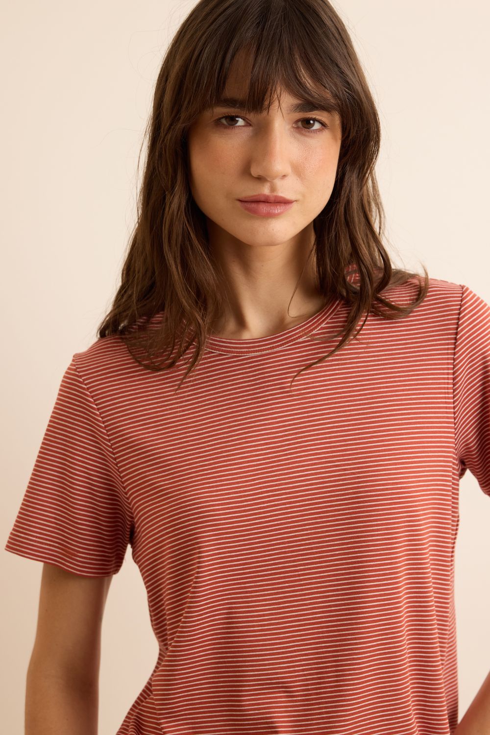 Blusa Malha Listrinha Saint Tropez - TELHA M - TELHA