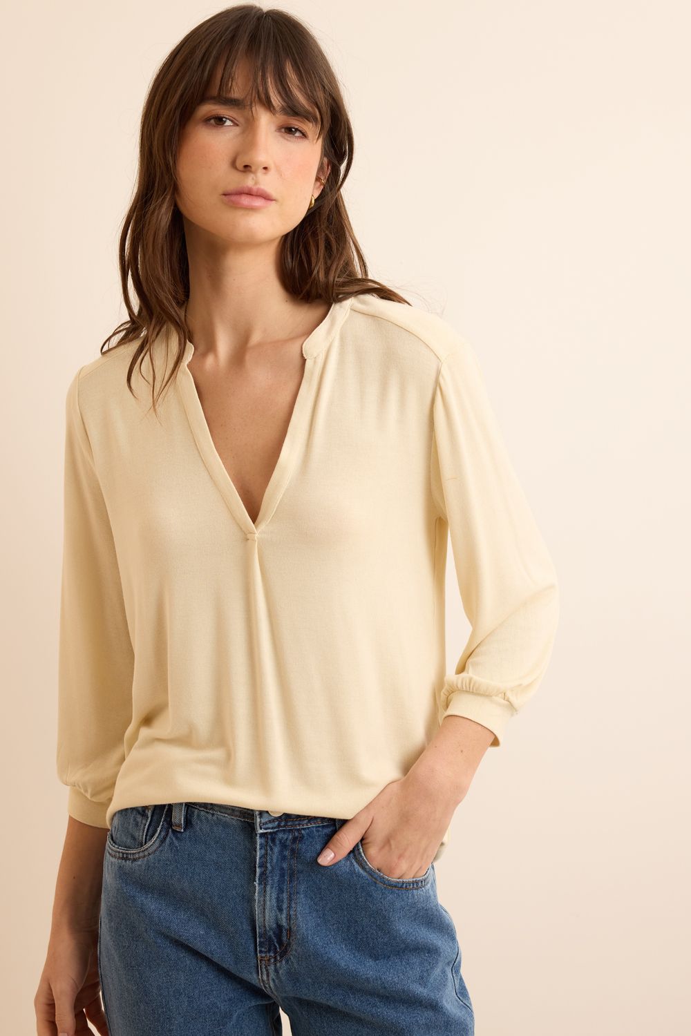 Blusa Malha Tricot Portuguesa Colour - CREME M - CREME Blusa Malha Tricot Portuguesa Colour - CREME M - CREME