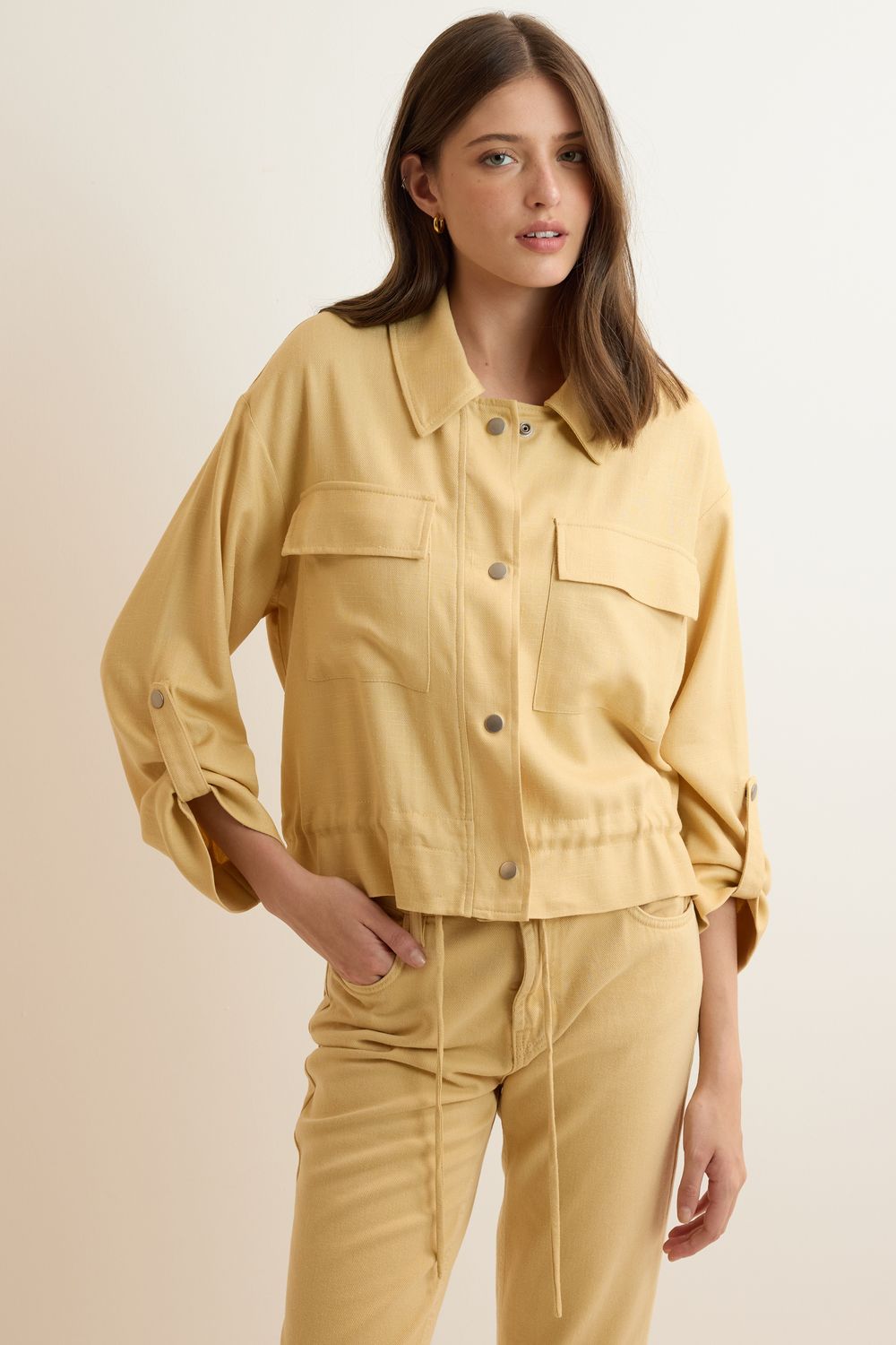 Jaqueta Com Linho San Martin - AMARELO P - AMARELO Jaqueta Com Linho San Martin - AMARELO P - AMARELO