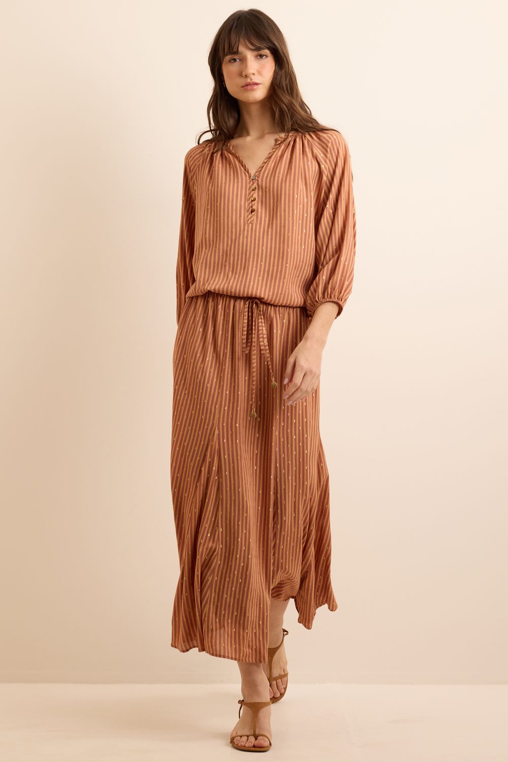 Saia Listrada Bicolor Gold - MARROM P - MARROM