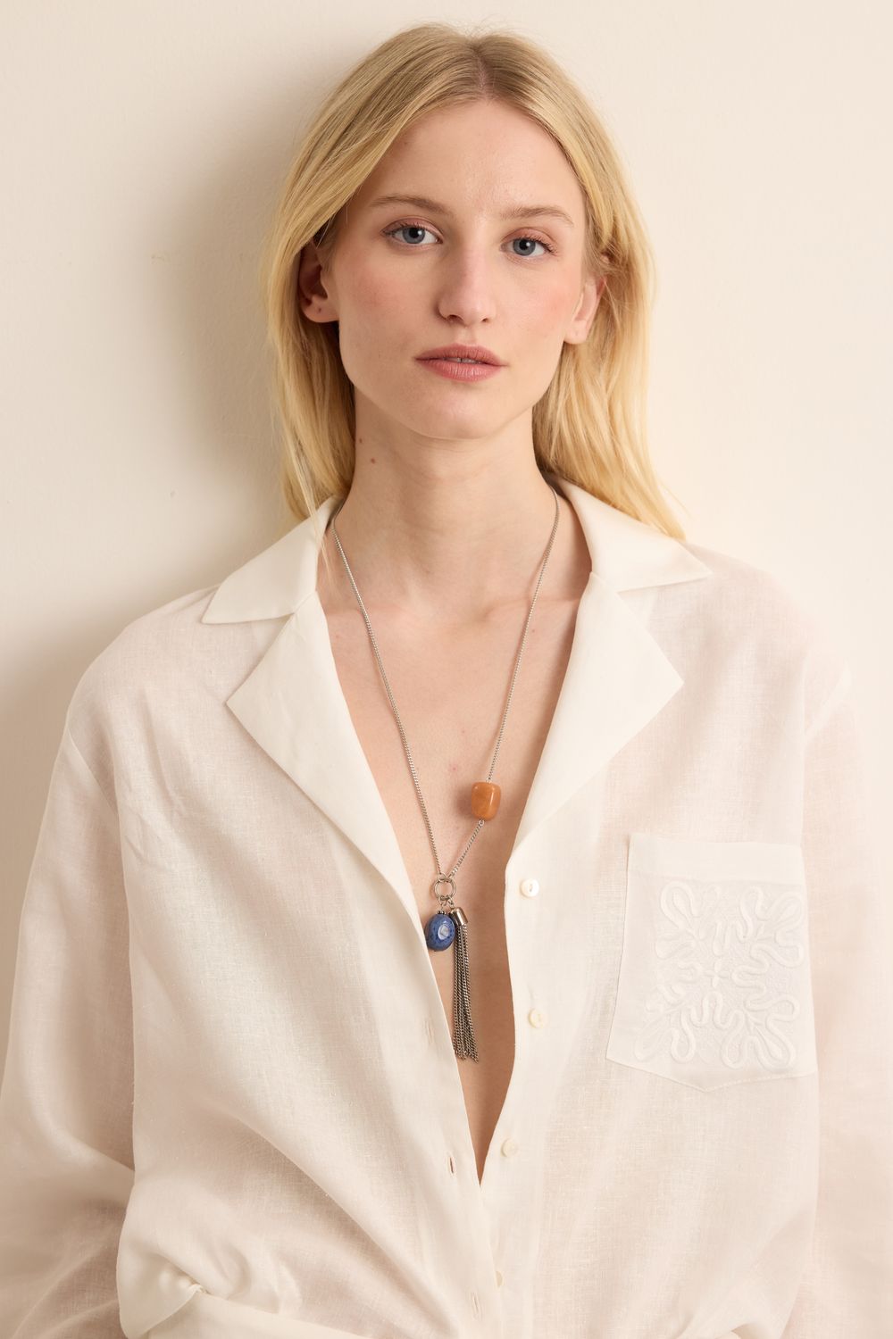 Colar Chuveiro 2 Pedras - PRATA U - PRATA