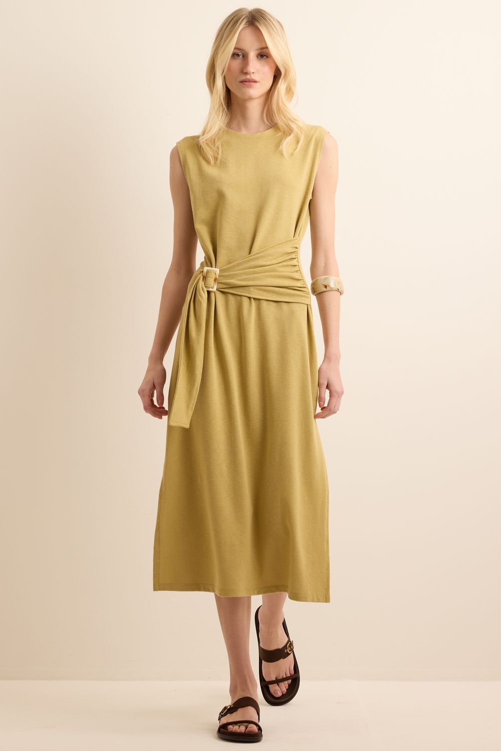 Vestido Malha Fashion Tricot Faixa - VERDE P - VERDE