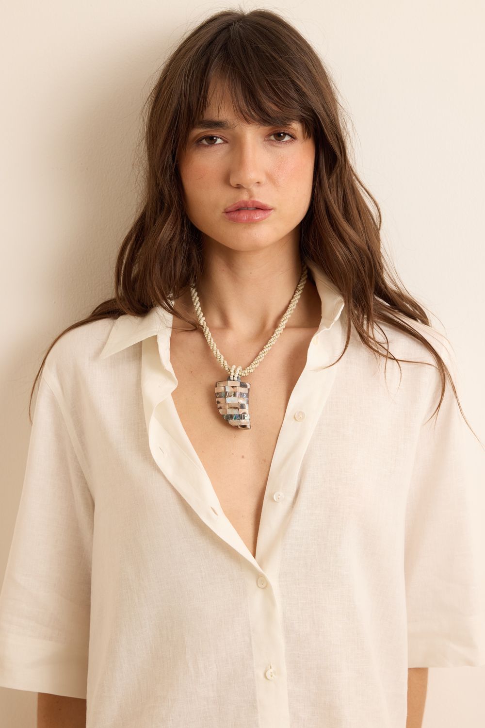 Colar Miçanga Dente Madre - BRANCO U - BRANCO