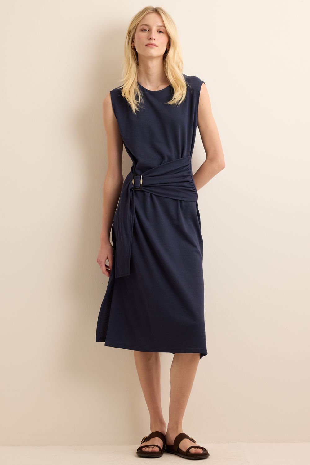 Vestido Malha Fashion Tricot Faixa - AZUL MARINHO PP - AZUL MARINHO Vestido Malha Fashion Tricot Faixa - AZUL MARINHO PP - AZUL MARINHO