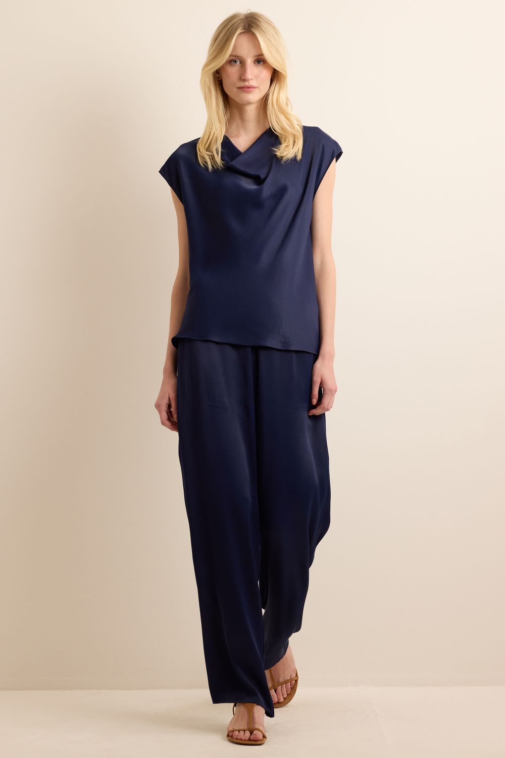 Calça Cetim Barolo - AZUL MARINHO P - AZUL MARINHO