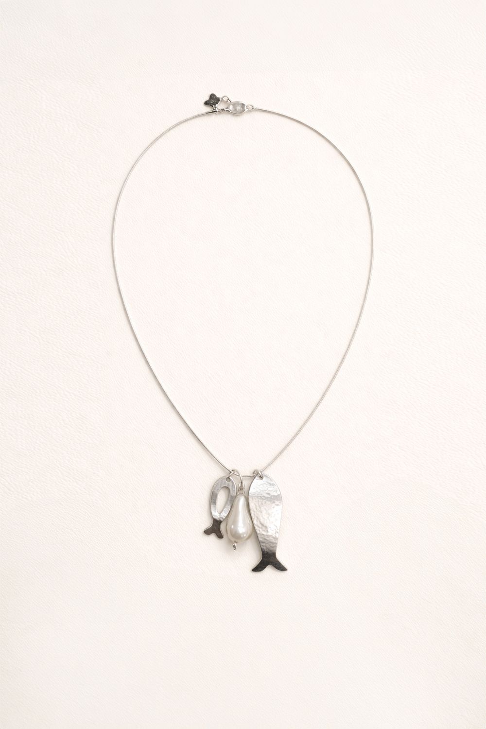 Colar Peixes e Perola Barroca - SD - PRATA U - PRATA