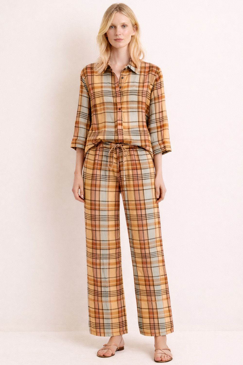 Calça Estampa Xadrez - AMARELO P - AMARELO