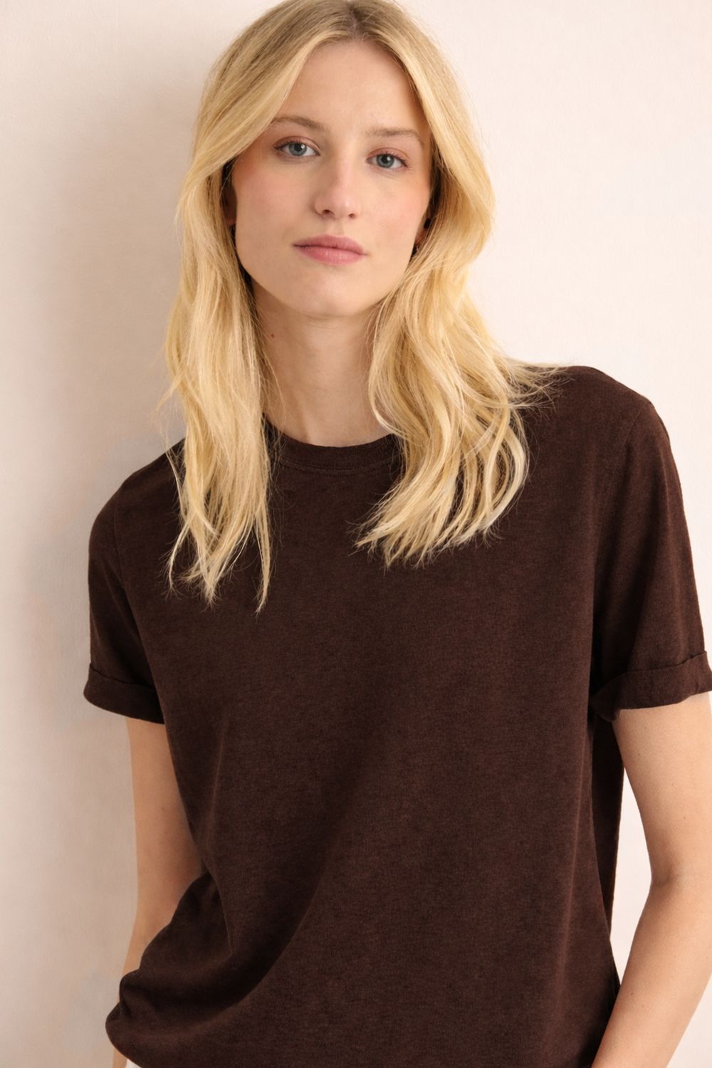 Blusa Malha Linho Marais - MARROM P - MARROM